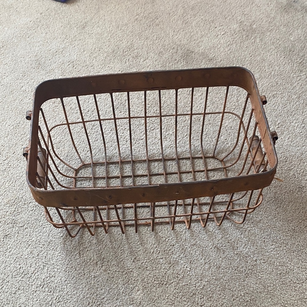 Rustic Metal Wire Storage Basket - Copper Tone